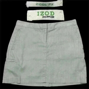 IZOD XFG Cool-FX Ladies Golf Skort Beige & White Stripes Sports (Size:See Photo)